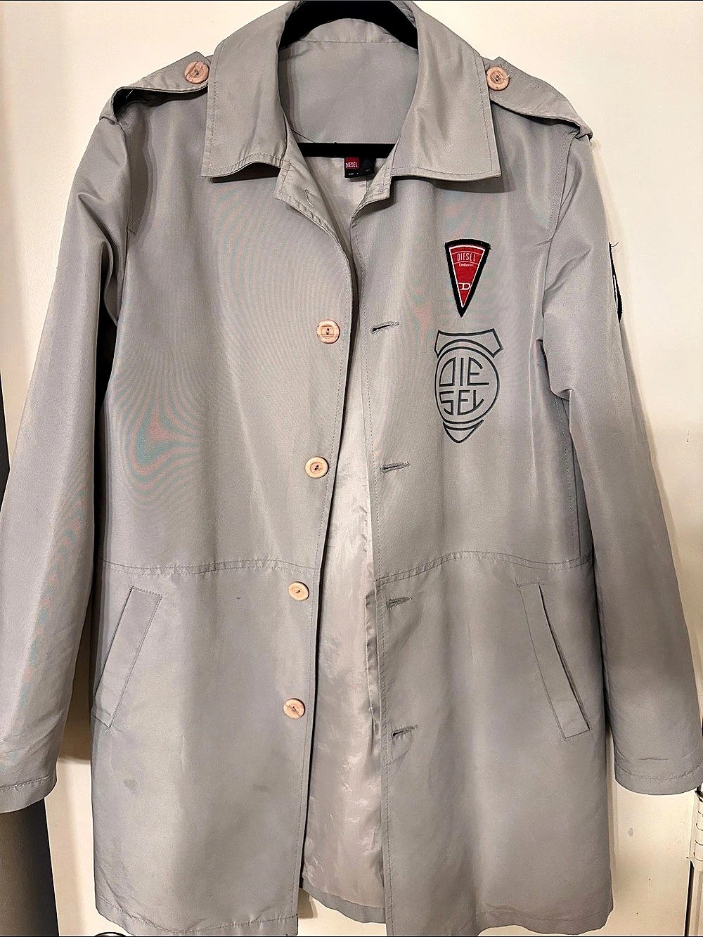 Diesel Gray Trench Coat Size Large Fashion